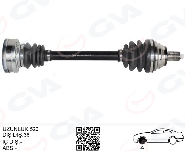 Komple Aks Ön Sol Golf-Leon-Jetta-Passat 1.6 Tdi Tdi 04-14 Kısa Cayb-Cayc 1.6 Tdi GVA 4475283