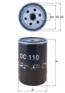 Yag Fıltresı Mercedes M103 W201 W124 S124 W126 R129 MAHLE OC110