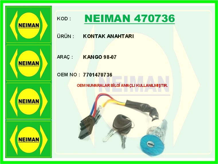 Kontak Kilidi - Anahtarlı Renault Kangoo 98>07 NEIMAN 470736