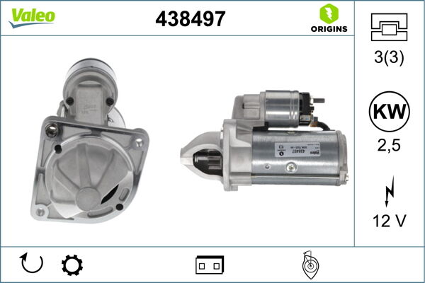 Mars Motoru 12V 2.5 Kw 9 Dıs Fıat Ducato 2.3 3.0 Hdı Peugeot Boxer-Cıtroen Jumper 2.5-2.8-3.0 Hdı VALEO 438497