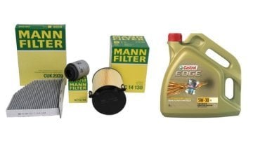 Volskwagen Jetta 1.2 TSI 105 BG Filtre Seti (Yakıt Hariç) Castrol 5W-30 LL 4 Litre Yağlı Mann Marka CUK2939 - W71294 - C14130