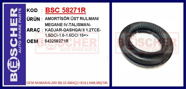 Amortisör Üst Rulmanı Megane Iv-Talısman-Kadjar-Qashqaı Iı 1.2Tce-1.5Dcı-1.6-1.6Dcı 15 > BSC 58271R