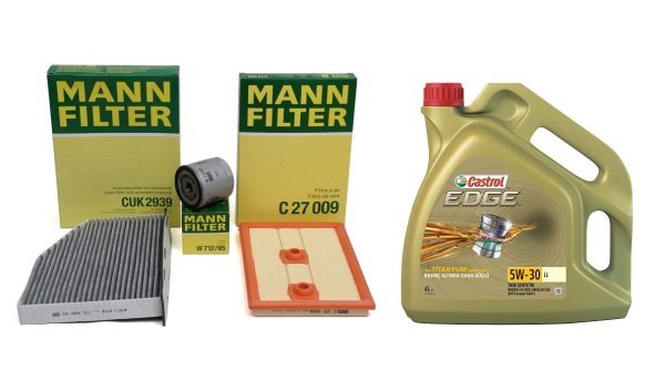 Volkswagen Jetta 1.2 TSI BlueMotion Periyodik Bakım Filtre Seti Castrol 5W-30 LL 4 Litre Motor Yağlı Mann Marka CUK2939 - W71295 - C27009