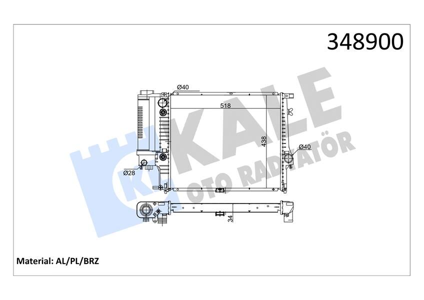 Motor Su Radyatoru Bmw M20 M50 E34 Klımalı / Otomatık Sanzıman KALE 348900