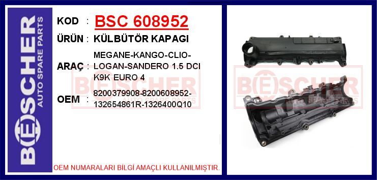 Külbütör Kapağı Renault Clıo-Symbol Joy-Kangoo-Megane Iı 1.5 Dci Euro 4 BSC 608952