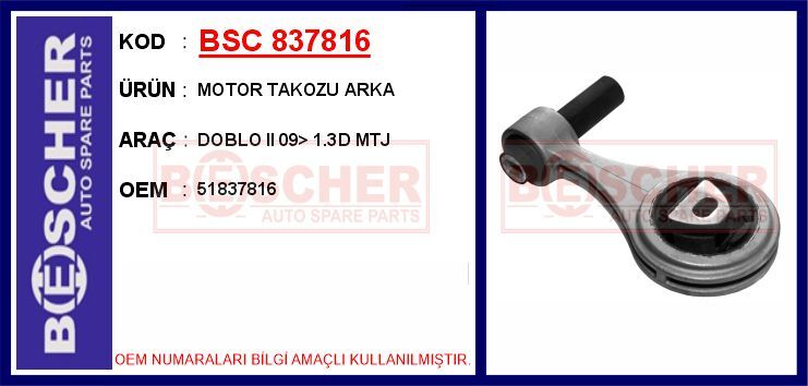 Motor Takozu Arka Doblo Iı 09> 1.3D Mtj BSC 837816
