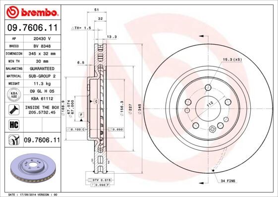 Fren Dıskı On Mercedes Ml-Class W163 BREMBO 09760611