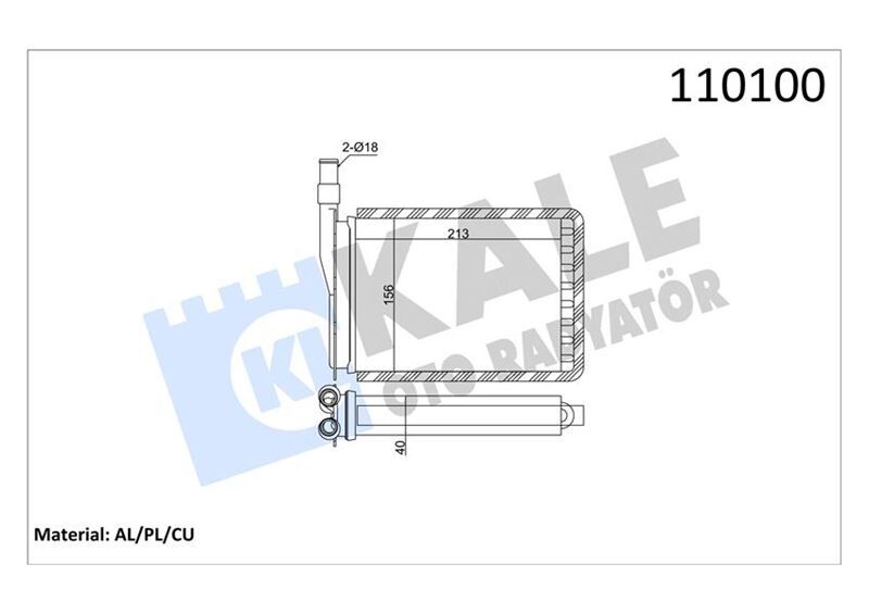 Kalorifer Radyatörü R9-R11-Exp 212X156 Bakır/Plastik 2 Sıra Cu Pl Sistem KALE 0581842AL