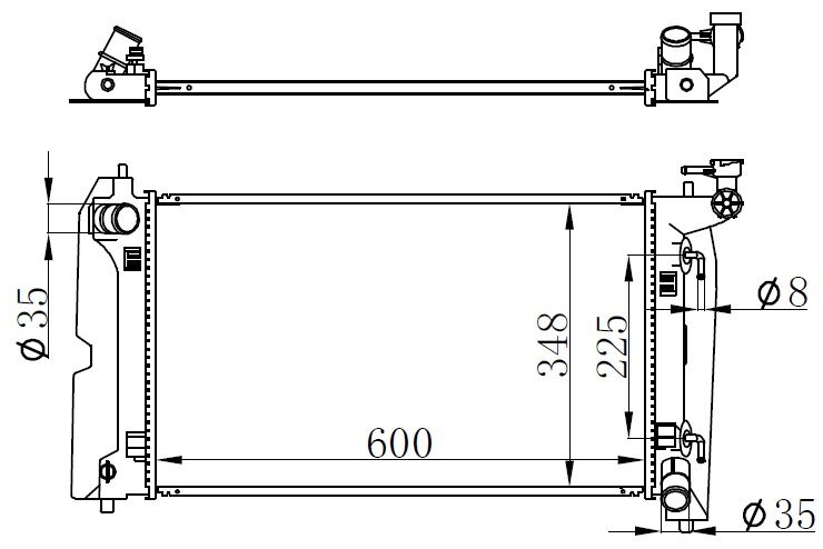 Radyatör Brazing Corolla 01 > Geçmeli Geçmeli598x349x16 ORIS BTO504016