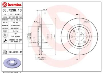 Ön Fren Aynası C2 1.4 1.4 Hdi 03 >C3 1.4 1.4Hdı 02 > Partner-Berlıngo 1.4 1.9 D 2.0Hdı 266X13x4dl BREMBO 08723810