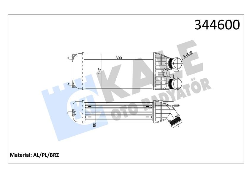Turbo Radyatörü Intercool 301 207 208 2008 Ds3 C-Elysee S3 Iıı C3 Iv C4 Cactus Dv6dted Dv6c 12> KALE 344600