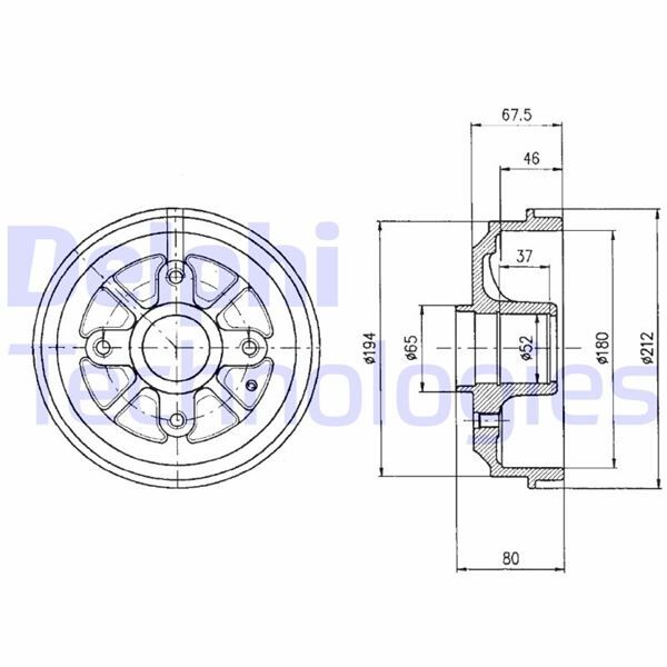 Arka Fren Kampana Peugeot P106 93>04 P206 98>12 Cıtroen Saxo 96>04 Ax 91>96 180X80x52mm 4Dl DELPHI BF324