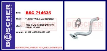 Turbo Yağlama Borusu Kng-Clıo 1.5 Dcı Em K9k BSC 714635