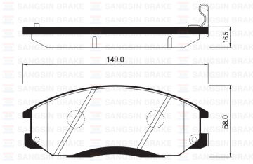 Ön Fren Balata Hyundaı Starex 2.5L D4cb Libero 01-> / Santafe 2.0L D4ea Crdi 01-05 / Ssangyong Actyo N Kyron 2.0L Xdi 4X4 06-> / Rexton 2.7L Xdi 4X4 04-> - Aşınma İkaz Soketli SANGSIN SP1115