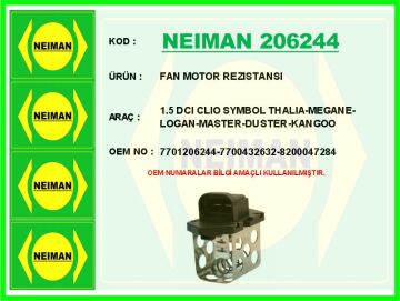 Fan Motor Rezıstansı 1.5 Dcı Clıo Symbol Thalıa-Megane-Logan-Master-Duster-Kangoo NEIMAN 206244