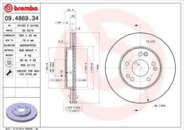 Fren Dıskı On Mercedes W201 W124 S124 C124 A124 R107 BREMBO 09486934