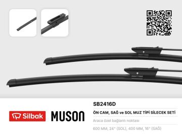 Silecek Süpürgesi 600/400Mm Muz Tipi P301-C Elysee-Clıo Iıı 09/05> Talıa 00> Fluence 09> SILBAK SB2416D