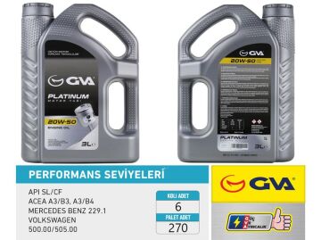 Motor Yağı 20W50 3 Lt Platınum Mineral Apı Sl/Cf GVA 9920523
