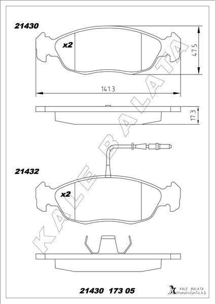 Ön Fren Balatası Fişsiz Peugeot P106 93>04 P205 87>90 P306 93-01 Cıtroen Xsara 97>05 Saxo 96>0 3 247Mm KALE 21430 173 05 ANS KD13