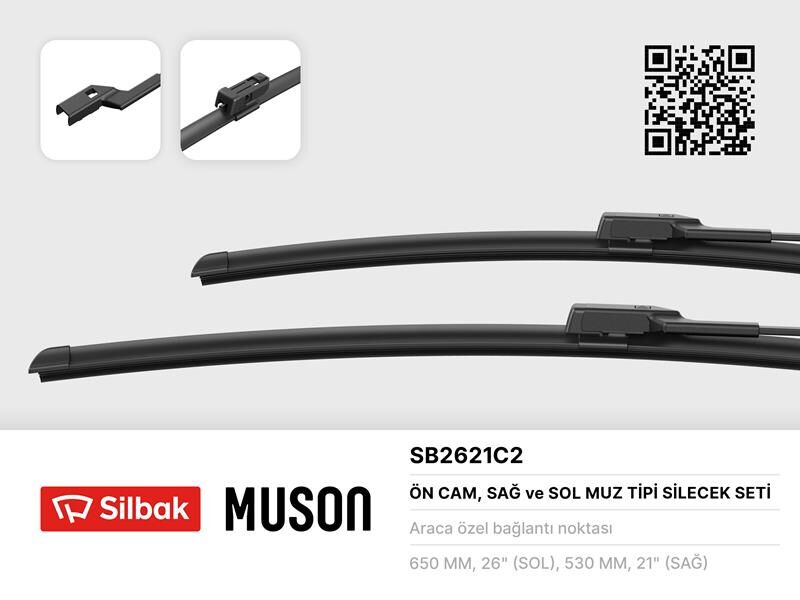 Silecek Süpürgesi 650/530Mm Muz Tipi A7 Sportback 07/10 SILBAK SB2621C2