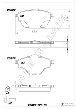 Arka Fren Balatası Astra L-Grandland-C4 Grand/Spacetourer-C5 Aırcross-P508-P5008-P308-P3008-Ds4-Ds7 290Mm KALE 25827 173 15 MSH KD11