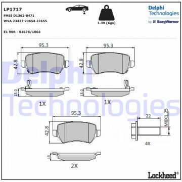 Arka Balata Astra G 98 >Astra H 03.05 > -Merıva 05.03 > Zafıra 00 > Combo 09.02 > DELPHI LP1717
