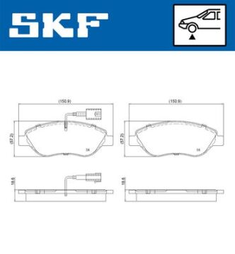 Ön Fren Balatası Fişli Fıat Bravo Iı 08>14 Egea Hb 15> Alfa Romeo Mıto 08>15 Lancıa Delta Iıı 08>14 1.3D Mtj 1.4Tb 1.6D Mtj 1.9D Mtj 2.0D Mtj Büyük Tip SKF VKBP80752E