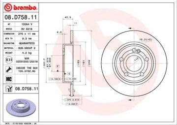 Fren Dıskı Arka Mercedes W177 W247 C118 X118 BREMBO 08D75811