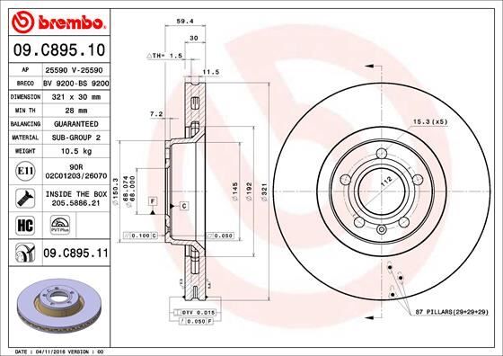 Fren Diski Ön Audı A6-A8 2005-2011 BREMBO 09C89511