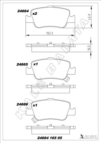 Arka Fren Balata Toyota Aurıs. Corolla 1.33L 1.6L 1Nr-Fe 1Zr-Fae Nre180 Zre181 Zre185 12-> 1.4L 1Nd-Ftv D-4D Nde150 Nde180 07-> KALE 24664 165 05 ANS KD13
