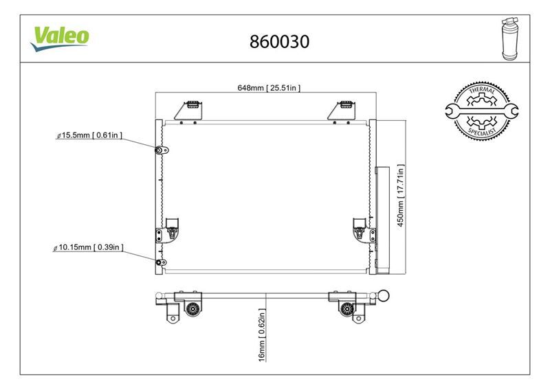Klima Radyatörü Kondenser Toyota Hılux Vıgo 2.5L 2Kdftv Kun15 Kun25 Kun35 05-15 / 3.0L 1Kd-Ftv Kun 26 05-14 VALEO 860030