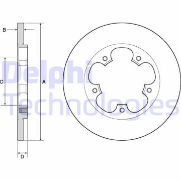 Arka Fren Dıskı Transıt V363 14> Tek Teker A.Ceker Duz 308Mm 5 Bıjon DELPHI BG4681C