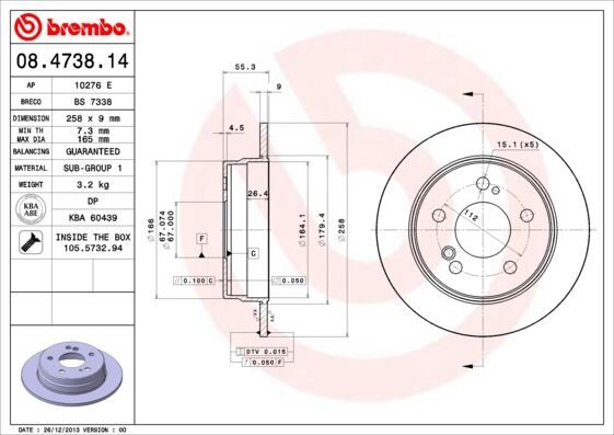 Fren Dıskı Arka Mercedes W201 W202 W124 C124 BREMBO 08473814