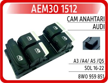 Cam Anahtarı Audı A3 /A4/ A5 /Q5 Sol 16-22 AEM30 1512